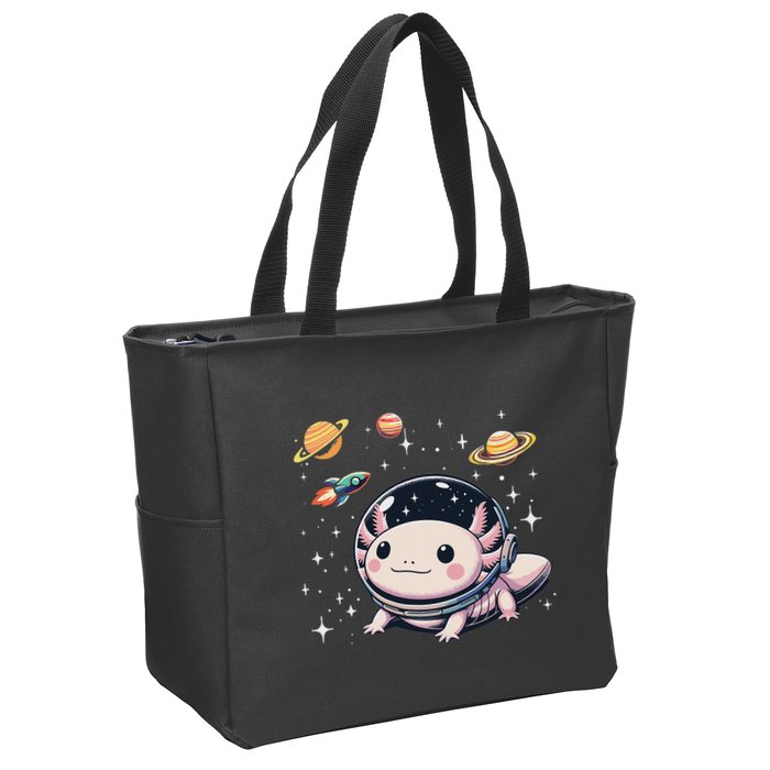 Axolotl Kawaii Cute Axolotls Astronaut Planets Space Zip Tote Bag