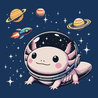 Axolotl Kawaii Cute Axolotls Astronaut Planets Space Infant Baby Jersey Bodysuit