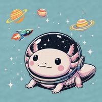 Axolotl Kawaii Cute Axolotls Astronaut Planets Space Sueded Cloud Jersey T-Shirt
