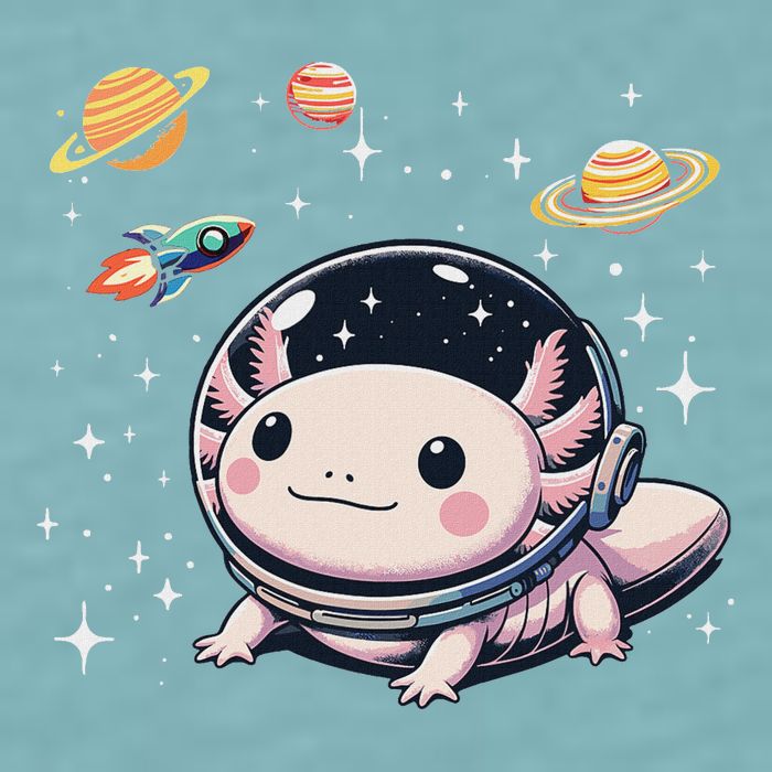 Axolotl Kawaii Cute Axolotls Astronaut Planets Space Sueded Cloud Jersey T-Shirt