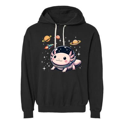 Axolotl Kawaii Cute Axolotls Astronaut Planets Space Garment-Dyed Fleece Hoodie