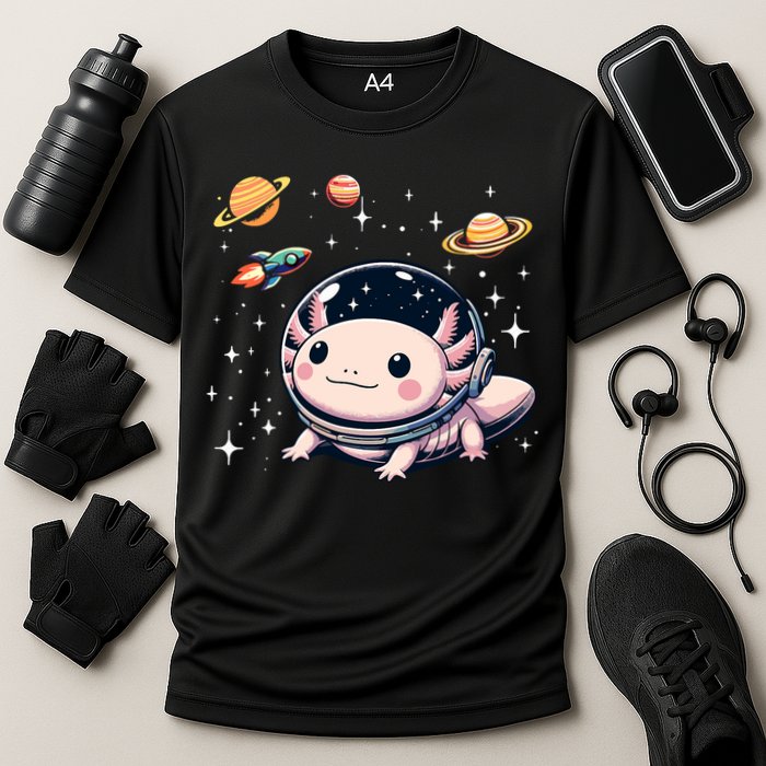 Axolotl Kawaii Cute Axolotls Astronaut Planets Space Cooling Performance Crew T-Shirt