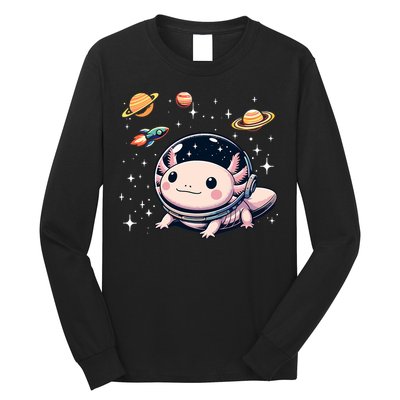 Axolotl Kawaii Cute Axolotls Astronaut Planets Space Long Sleeve Shirt