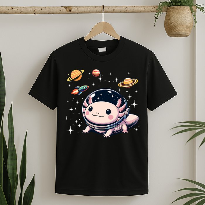 Axolotl Kawaii Cute Axolotls Astronaut Planets Space T-Shirt