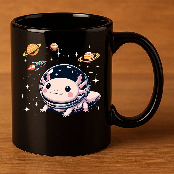 Axolotl Kawaii Cute Axolotls Astronaut Planets Space 11oz C Handle Ceramic Mug