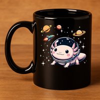 Axolotl Kawaii Cute Axolotls Astronaut Planets Space 11oz C Handle Ceramic Mug