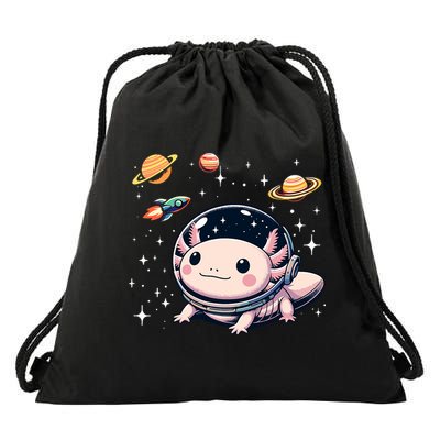 Axolotl Kawaii Cute Axolotls Astronaut Planets Space Drawstring Bag