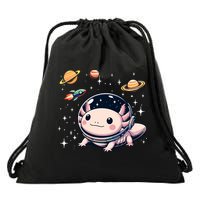 Axolotl Kawaii Cute Axolotls Astronaut Planets Space Drawstring Bag