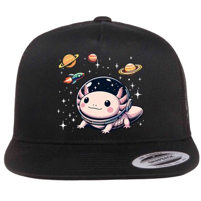 Axolotl Kawaii Cute Axolotls Astronaut Planets Space Flat Bill Trucker Hat