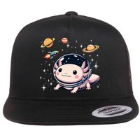 Axolotl Kawaii Cute Axolotls Astronaut Planets Space Flat Bill Trucker Hat