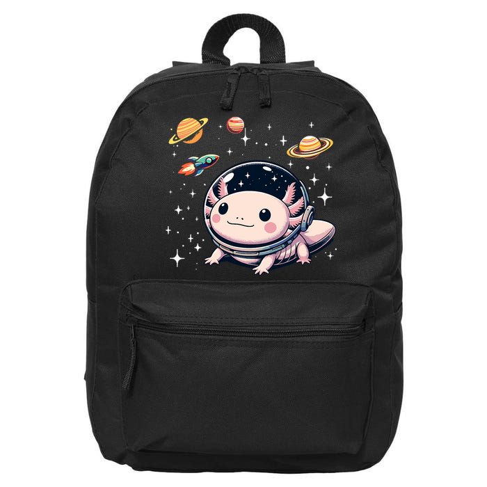 Axolotl Kawaii Cute Axolotls Astronaut Planets Space 16 in Basic Backpack