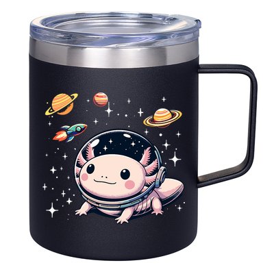 Axolotl Kawaii Cute Axolotls Astronaut Planets Space 12oz Stainless Steel Coffee Mug