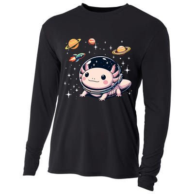 Axolotl Kawaii Cute Axolotls Astronaut Planets Space Cooling Performance Long Sleeve Crew