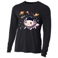 Axolotl Kawaii Cute Axolotls Astronaut Planets Space Cooling Performance Long Sleeve Crew