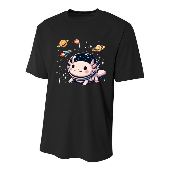 Axolotl Kawaii Cute Axolotls Astronaut Planets Space Youth Performance Sprint T-Shirt