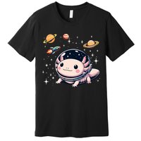 Axolotl Kawaii Cute Axolotls Astronaut Planets Space Premium T-Shirt