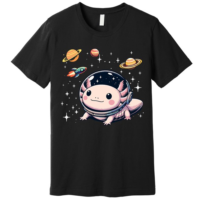 Axolotl Kawaii Cute Axolotls Astronaut Planets Space Premium T-Shirt
