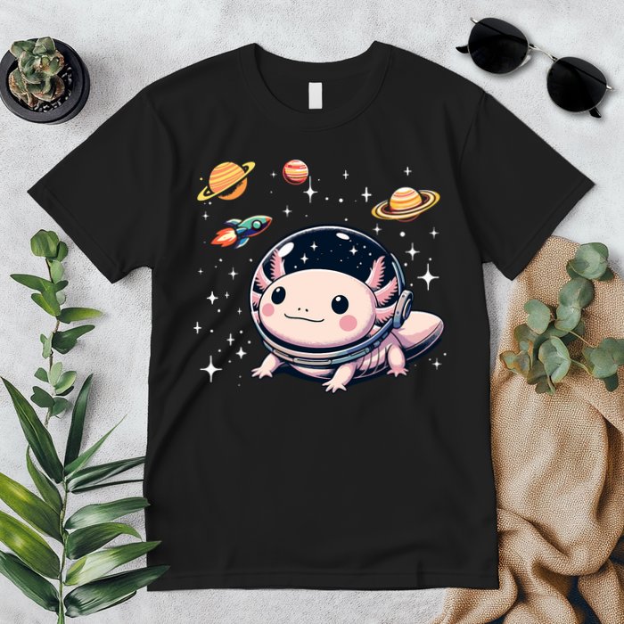 Axolotl Kawaii Cute Axolotls Astronaut Planets Space Premium T-Shirt