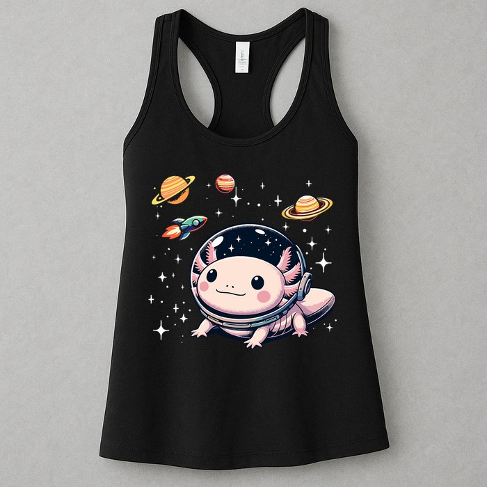 Axolotl Kawaii Cute Axolotls Astronaut Planets Space Womens Tank Top