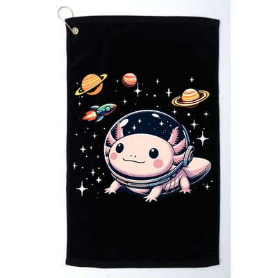 Axolotl Kawaii Cute Axolotls Astronaut Planets Space Golf Towel