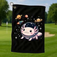 Axolotl Kawaii Cute Axolotls Astronaut Planets Space Golf Towel