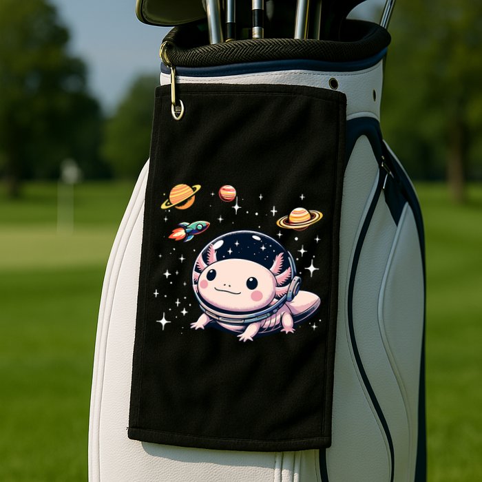 Axolotl Kawaii Cute Axolotls Astronaut Planets Space Golf Towel
