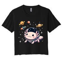 Axolotl Kawaii Cute Axolotls Astronaut Planets Space Women's Crop Top Tee