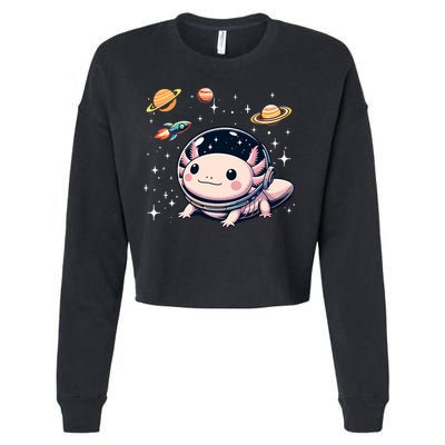 Axolotl Kawaii Cute Axolotls Astronaut Planets Space Cropped Pullover Crew