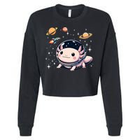 Axolotl Kawaii Cute Axolotls Astronaut Planets Space Cropped Pullover Crew