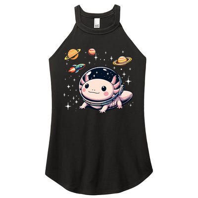 Axolotl Kawaii Cute Axolotls Astronaut Planets Space Women's Perfect Tri Rocker Tank