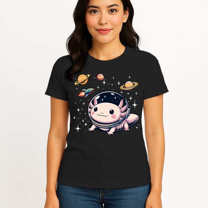 Axolotl Kawaii Cute Axolotls Astronaut Planets Space Womens T-Shirt
