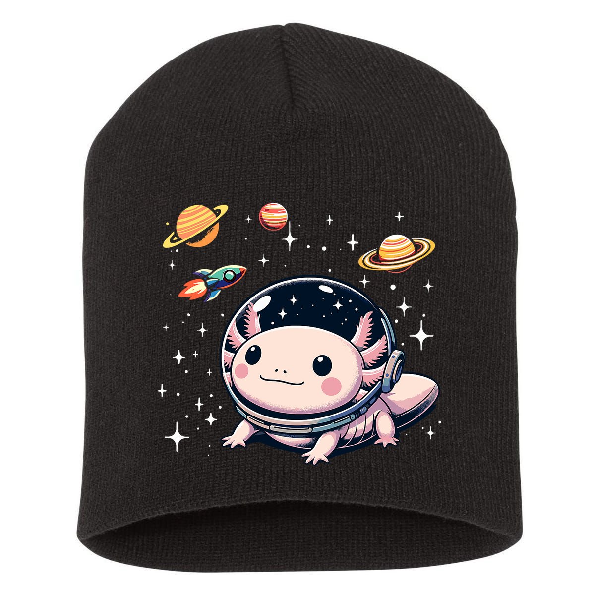 Axolotl Kawaii Cute Axolotls Astronaut Planets Space Short Acrylic Beanie
