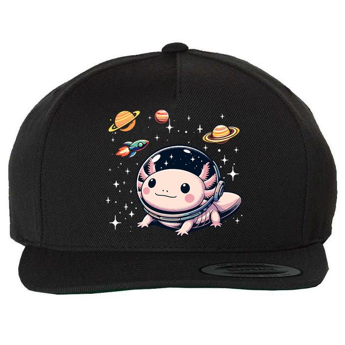 Axolotl Kawaii Cute Axolotls Astronaut Planets Space Wool Snapback Cap