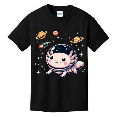 Axolotl Kawaii Cute Axolotls Astronaut Planets Space Kids T-Shirt