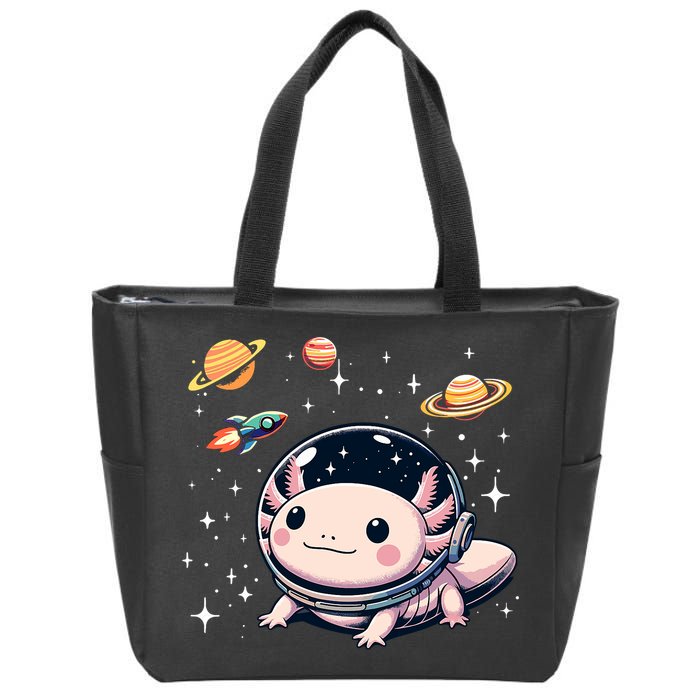 Axolotl Kawaii Cute Axolotls Astronaut Planets Space Zip Tote Bag