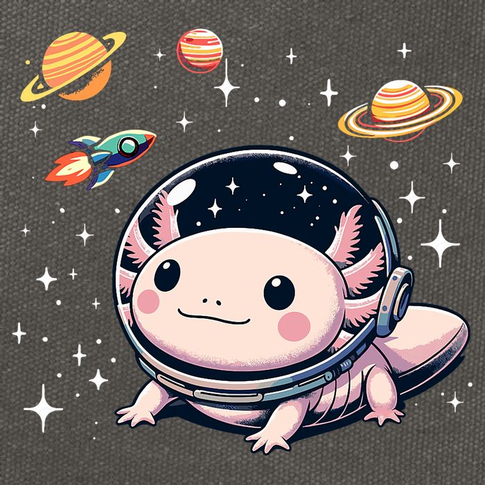 Axolotl Kawaii Cute Axolotls Astronaut Planets Space Cotton Canvas Backpack