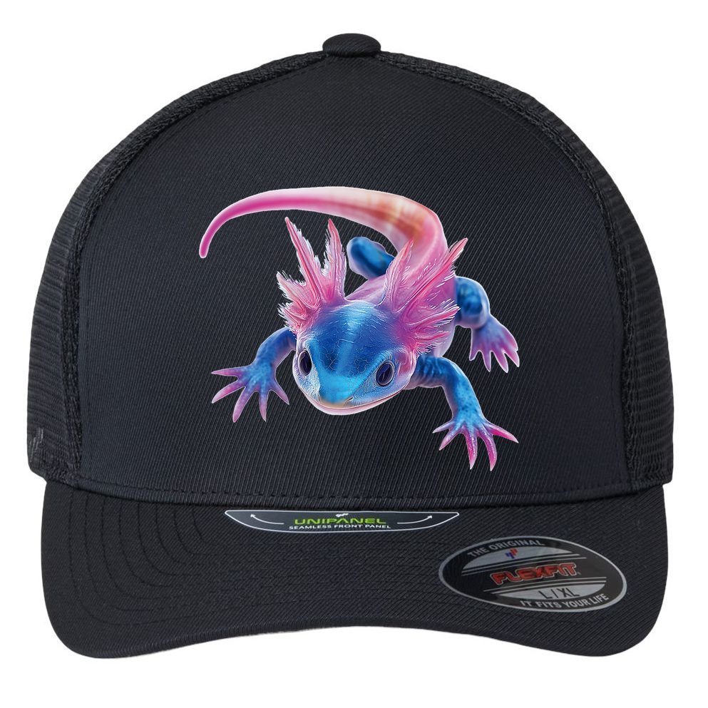 Axolotl Kawaii Cute Graphic Flexfit Unipanel Trucker Cap