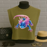 Axolotl Kawaii Cute Graphic Garment-Dyed Women's Muscle Tee