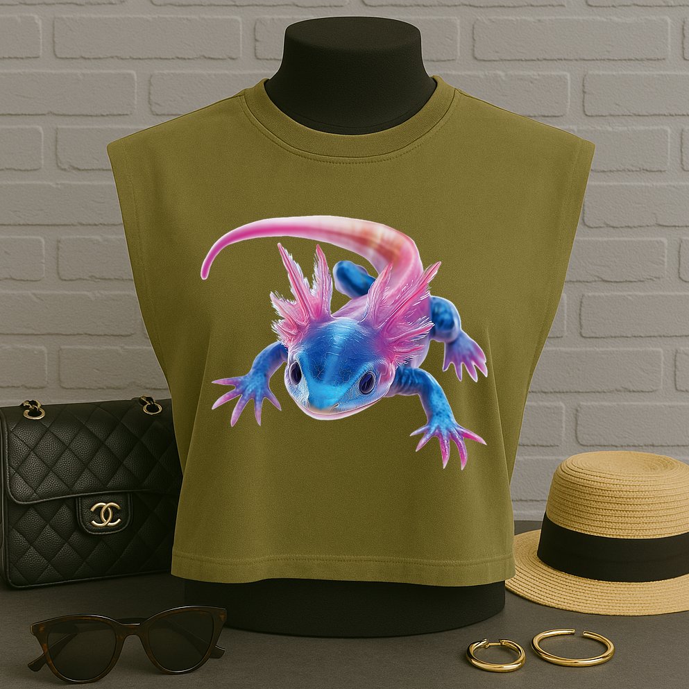 Axolotl Kawaii Cute Graphic Garment-Dyed Women's Muscle Tee