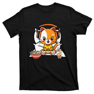 Anime Kawaii Cats Ra Cat Boba Bubble Tea Cat Video Gamer T-Shirt