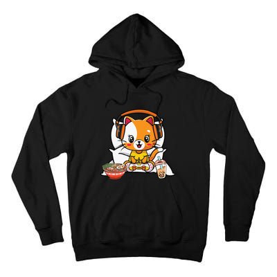 Anime Kawaii Cats Ra Cat Boba Bubble Tea Cat Video Gamer Tall Hoodie