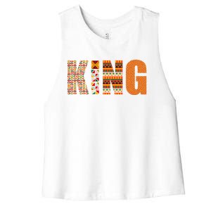 African King Cool Kente Cloth Lover Strong Black Gift Women's Racerback Cropped Tank