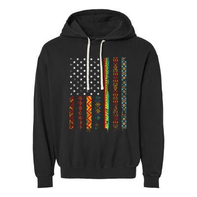 African Kente Cloth Shirts American Flag Garment-Dyed Fleece Hoodie