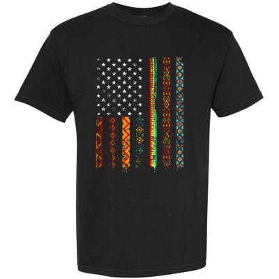 African Kente Cloth Shirts American Flag Garment-Dyed Heavyweight T-Shirt