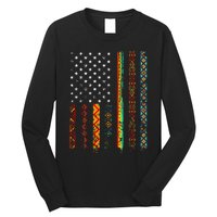 African Kente Cloth Shirts American Flag Long Sleeve Shirt