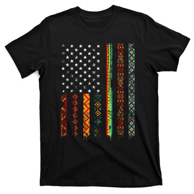 African Kente Cloth Shirts American Flag T-Shirt