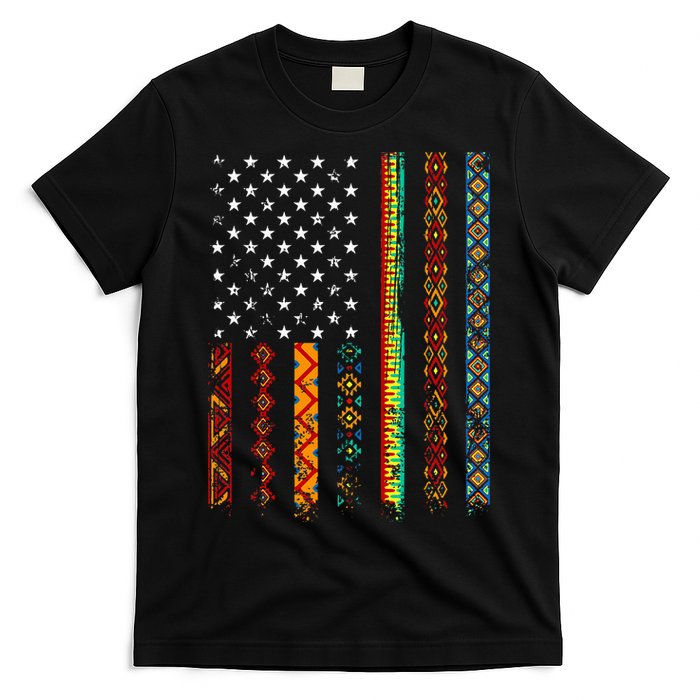 African Kente Cloth Shirts American Flag T-Shirt