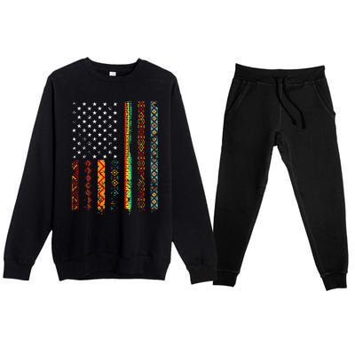 African Kente Cloth Shirts American Flag Premium Crewneck Sweatsuit Set