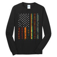 African Kente Cloth Shirts American Flag Tall Long Sleeve T-Shirt