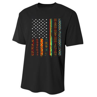 African Kente Cloth Shirts American Flag Performance Sprint T-Shirt